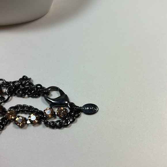 CHICO’S 18” long 2 tier necklace metal and rhinestones - Picture 3 of 7